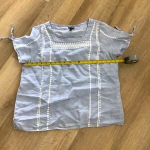 Talbots blue linen square neck blouse large petite